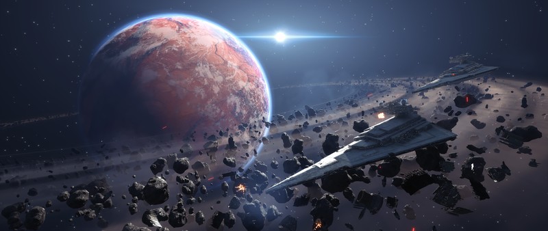Star Wars: Battlefront, Star Wars, Star Destroyer, video games, Star Wars Ships, planet, planetary rings, Imperial Forces