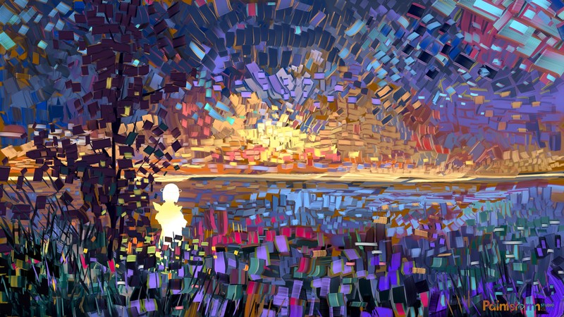 digital art, sunset, geometry, colorful