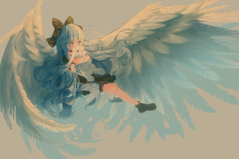 angel, wings, rabbits