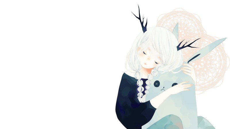 antlers, stuffed animal, white hair