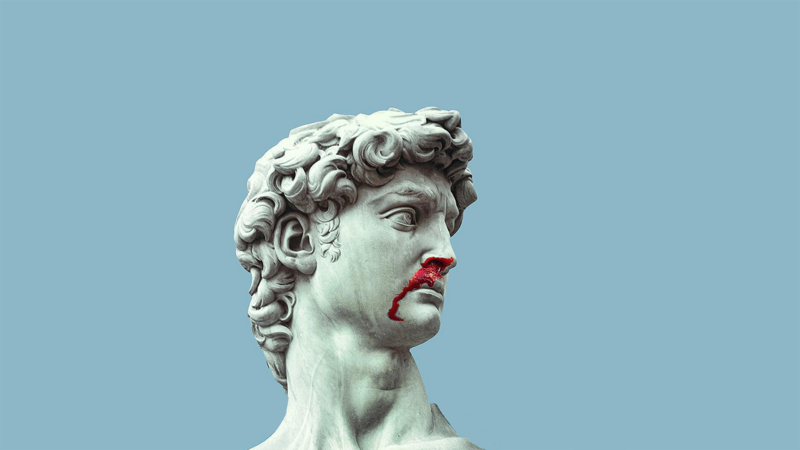 Statue of David, marble, blood