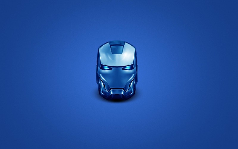Iron Man, head, helmet, superhero, blue, simple background, minimalism, Marvel Comics, Marvel Cinematic Universe