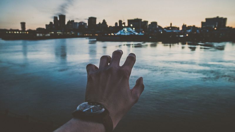 hand, wrist watch, night city, 4k