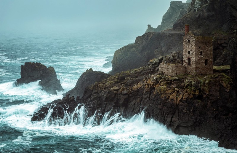 ruin, sea, coast, nature
