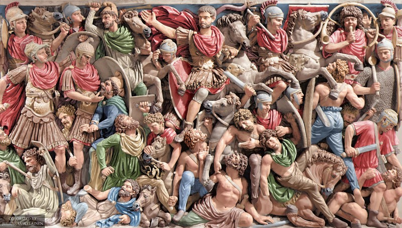 Rome, sculpture, roman empire, battle, Roman art, memorial, statue, colorization