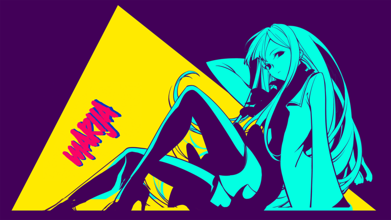 MuseDash, Game CG, purple background, anime