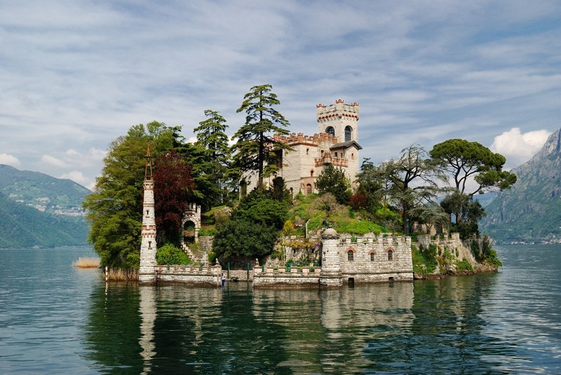 nature, trees, island, lake, castle