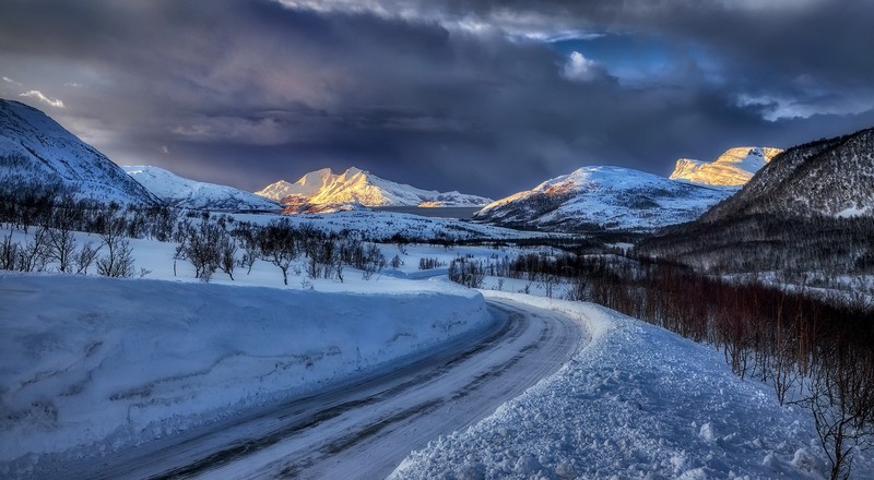 Norway, cold, winter, road, landscape