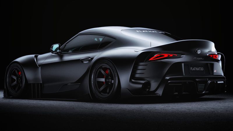 toyota supra, toyota, sportscar, gray, side view, night, dark, 4k