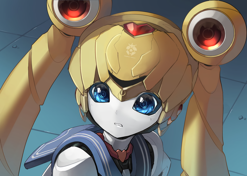 Tsukino Usagi, blue eyes, robot, parody, twintails, school uniform, Sailor Moon