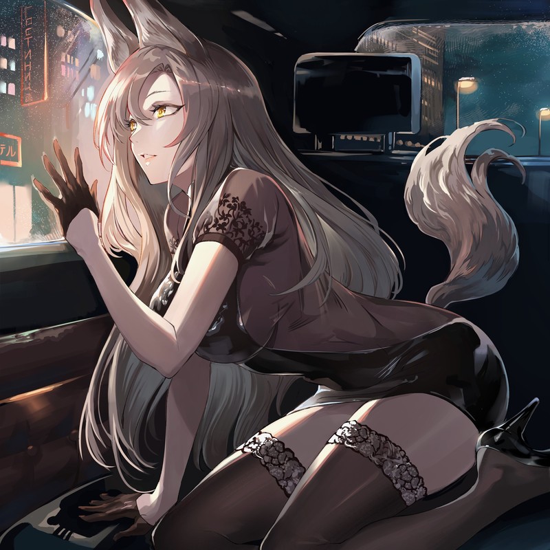 anime girls, portrait display, original characters, animal ears, Limousine