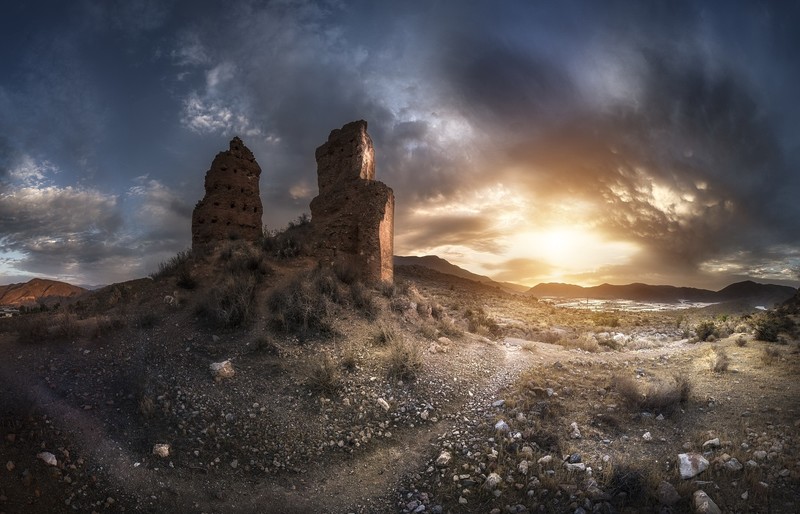 sky, outdoors, Andalusia, ruins, sunlight