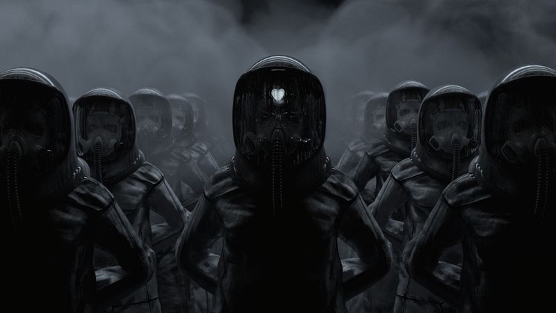 gas mask, mask, hood, cyborg, heart, 4k