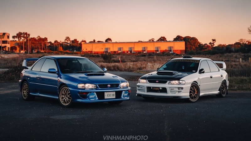 Subaru, Subaru Impreza, Subaru Impreza WRX, Subaru Impreza WRX STi, JDM, Japanese cars, sports car, car, vehicle, blue cars, white cars, Subaru 22b, outdoors