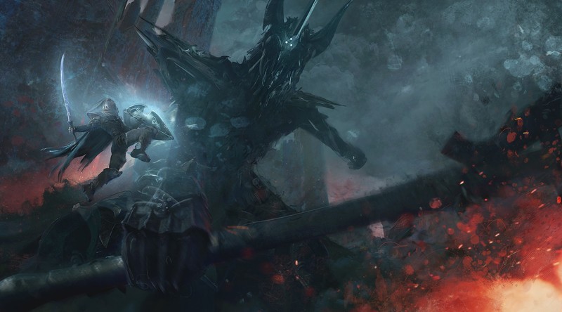 artwork, digital art, The Lord of the Rings, The Silmarillion, fantasy art, Morgoth, Fingolfin