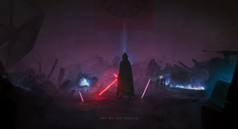 artwork, digital art, Aoi Ogata, Star Wars, Kylo Ren, lightsaber