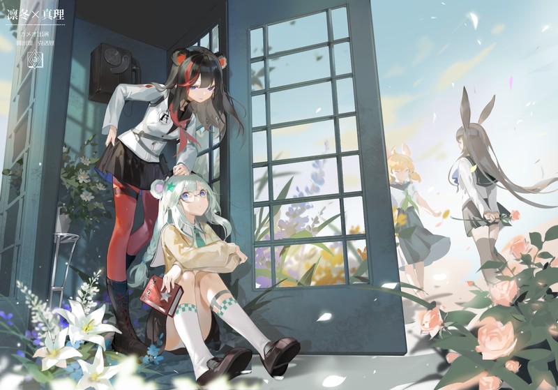 anime girls, anime, digital art, artwork, 2D, portrait, Arknights, Amiya (Arknights), Kroos(Arknights), Зима(Arknights), Истина(Arknights)