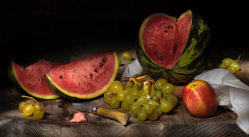 melons, food, fruit, berries, grapes