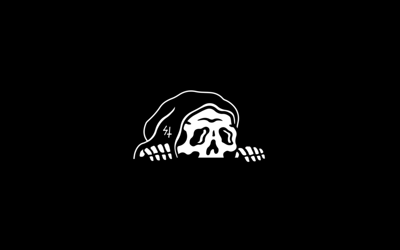 minimalism, simple, simple background, black, black background, dark background, death, skull, white, dark, Sketchy Tank