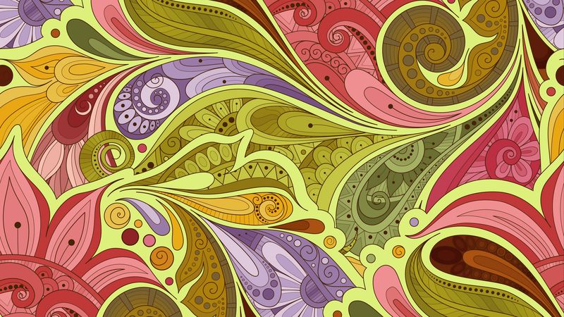 pattern, ornament, doodles, color, art, 4k HD Wallpaper