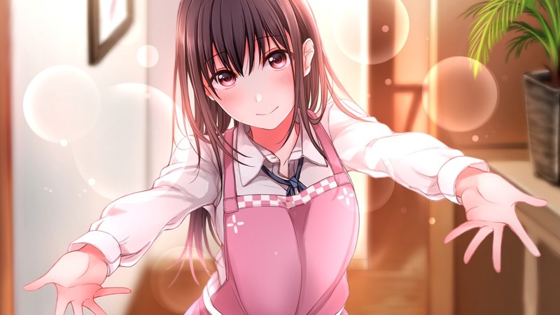 anime girls, brunette, anime, indoors