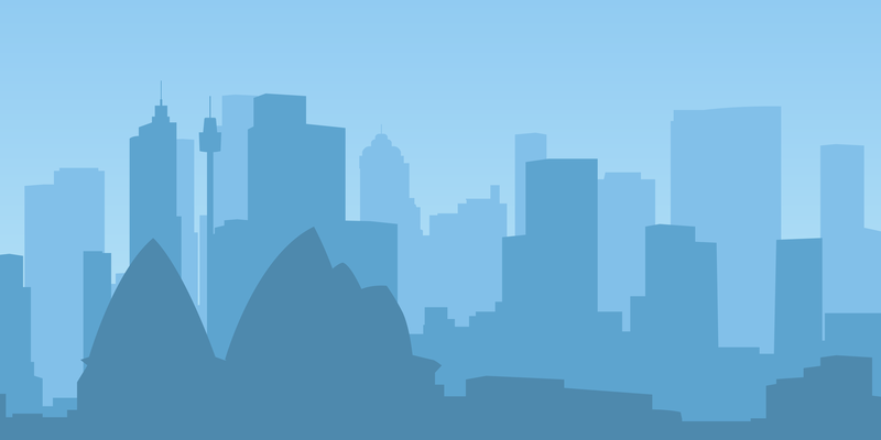 skyline, vector, vector art, illustration, simple, simple background, minimalism, Sydney, artwork, digital art, building, urban, cyan