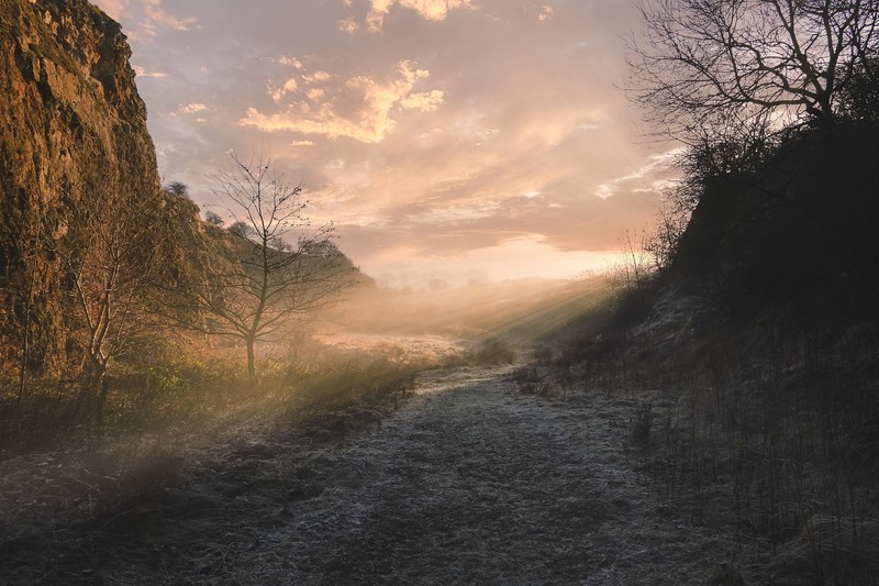 sky, rock, outdoors, nature, morning