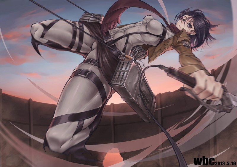 anime, Attack on Titans, Shingeki no Kyojin, anime girls, sword, Mikasa Ackerman