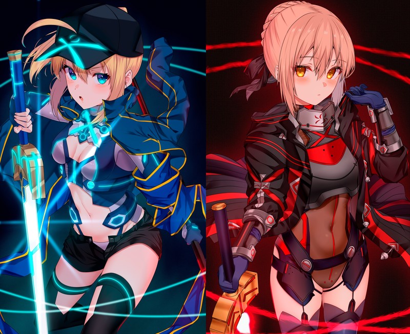 anime, anime girls, digital art, artwork, 2D, portrait, Fate Series, Saber, Mysterious Heroine X (Fate/Grand Order), Mysterious Heroine X Alter (Fate/Grand Order)