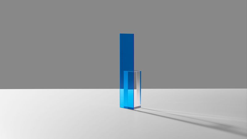 shape, glass, blue, minimalism, shadow, 4k