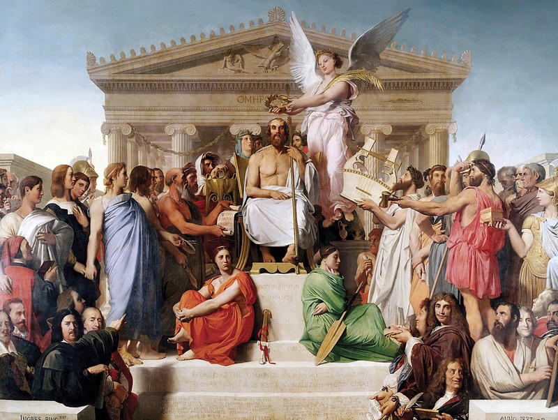 painting, classic art, The Apotheosis of Homer, Jean-Auguste-Dominique Ingres, ancient greek, Greek philosophers