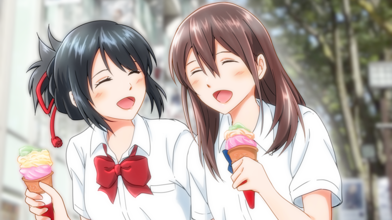 Mitsuha Miyamizu, sakura yamauchi, Kimi no Na Wa, i want to eat your pancreas, crossover, anime, anime girls