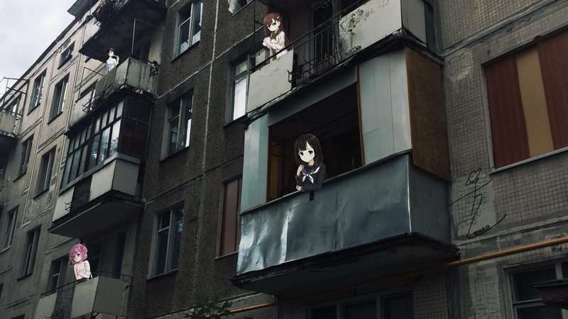 anime, anime girls, anime_irl, house, Russia, balcony, COVID-19