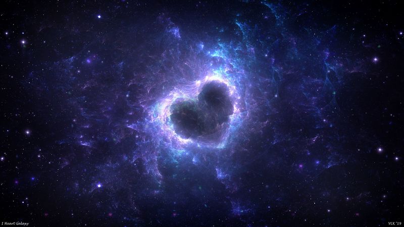 nebula, heart, glow, space, energy, 4k