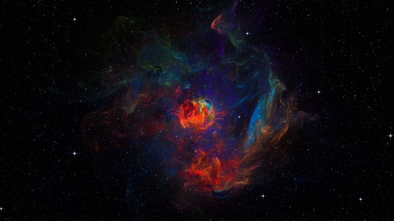 ball, space, multicolored, 4k
