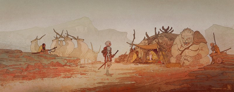 artwork, digital art, fantasy art, desert, Tim McBurnie