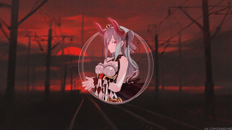 anime, anime girls, picture-in-picture, demon girl