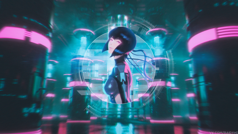 anime, anime girls, picture-in-picture, cyberpunk, Ghost in the Shell