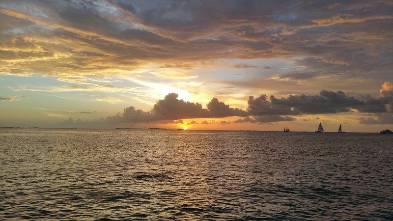 landscape, sunset, clouds, nature, horizon, sea, sailing ship