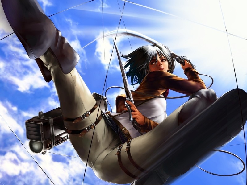 Attack on Titans, Shingeki no Kyojin, Mikasa Ackerman, sword, anime