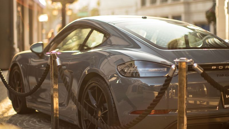 porsche 718, porsche, sportscar, coupe, gray, side view, 4k