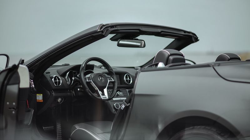 mercedes-benz sl 350, mercedes-benz, convertible, sports car, salon, interior, wheel, control panel, 4k