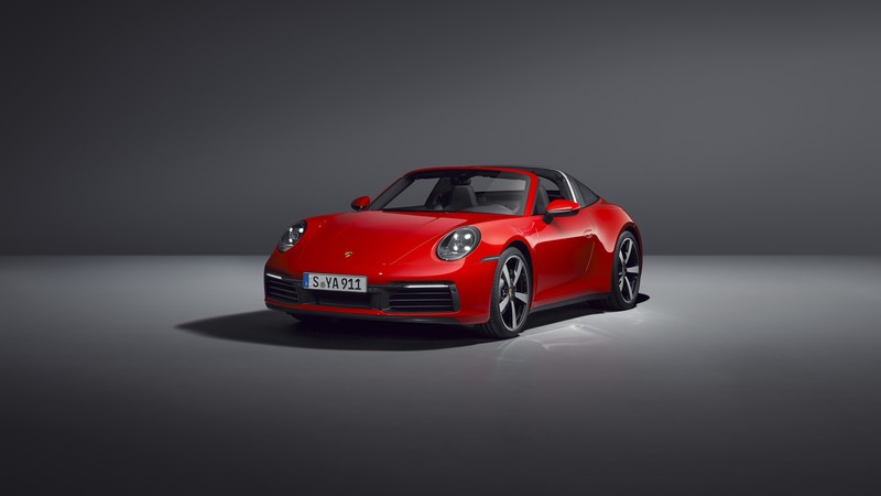 Porsche 911 Targa 4, car, vehicle, simple background, spotlights, sports car, red cars