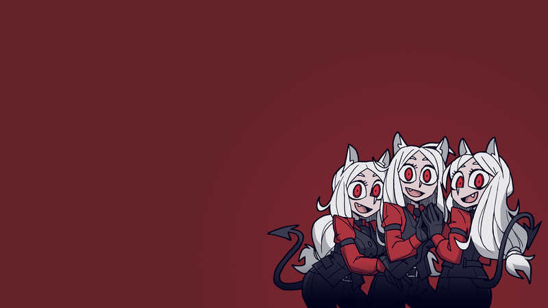 Helltaker, demon girl, demon girls, simple background, tail, animal ears, blond hair, red eyes, gloves, anime, anime girls