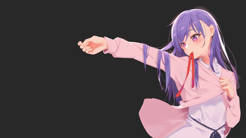 anime, anime girls, simple background, purple hair, purple eyes, Fate Series, Matou Sakura