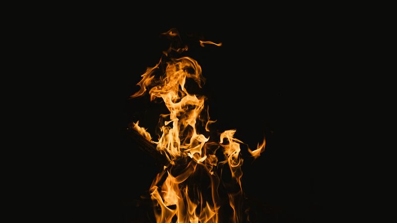 fire, flame, burn, blazing, dark, 4k