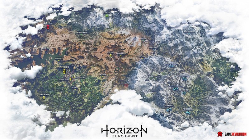 Horizon: Zero Dawn, map, video games, guerrilla games, PlayStation 4, Playstation 4 Pro
