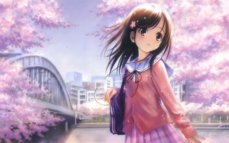 anime girls, Sakura blossom, women, Cute Bunny, anime