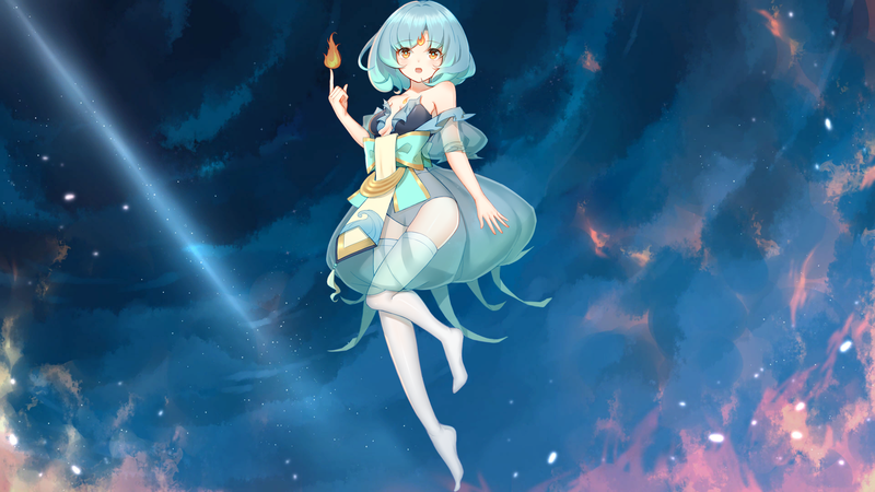 anime, anime girls, fire, open mouth