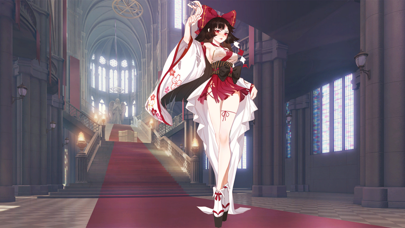 anime, big boobs, fantasy girl, anime girls, red eyes, dark hair, legs, boobs